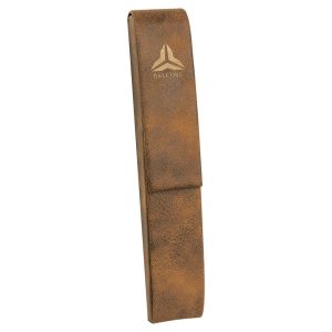 6 1/2" x 1" Rustic/Gold Laserable Leatherette Single Pen Case