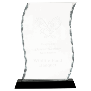8 1/4" Scroll Facet Glass on Black Base