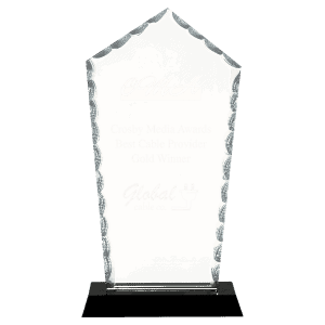 9 3/4" Diamond Facet Glass on Black Base