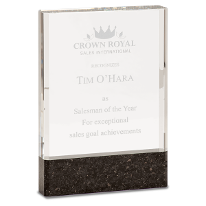 5" x 7" Clear Fusion Crystal Award with Genuine Black Marble