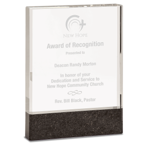 6" x 8" Clear Fusion Crystal Award with Genuine Black Marble