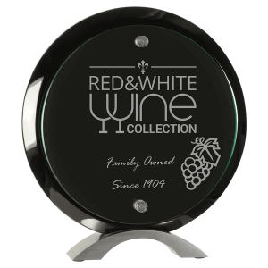 8 1/2" Round Black Piano Finish Floating Acrylic Standup