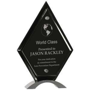 10" Diamond Black Piano Finish Floating Jade Glass Standup