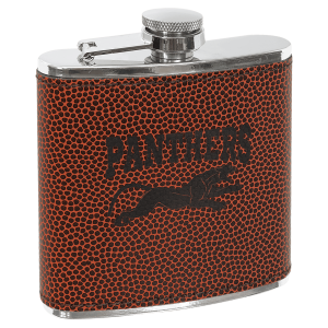 6 oz. Football Laserable Leatherette Stainless Steel Flask