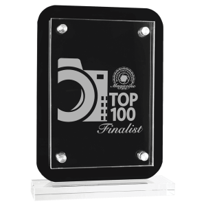 6 1/2" x 8 3/4" Black Floating Glass Standup Plaque