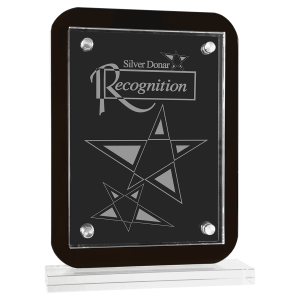 7 1/2" x 10" Black Floating Glass Standup Plaque