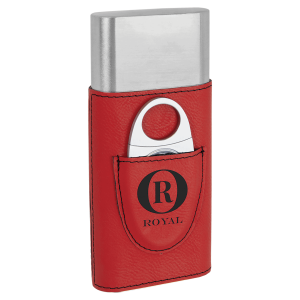 Red Laserable Leatherette Cigar Case with Cutter