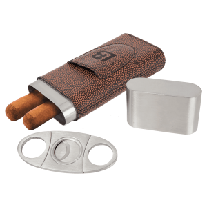 Football Laserable Leatherette Cigar Case with Cutter