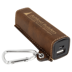 Rustic/Gold Laserable Leatherette 2200 mAh Power Bank with USB Cord