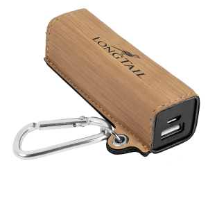 Bamboo Laserable Leatherette 2200 mAh Power Bank with USB Cord