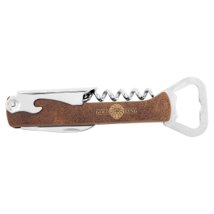 Rustic/Gold Laserable Leatherette Wine Bottle Opener
