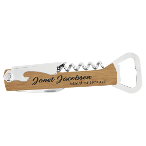 Bamboo Laserable Leatherette Wine Bottle Opener