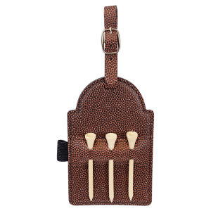 5" x 3 1/4" Football Laserable Leatherette Golf Bag Tag with 3 Wooden Tees