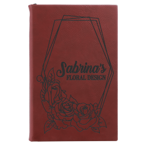 5 1/4" x 8 1/4" Rose Laserable Leatherette Sketch Book with Unlined Notepad