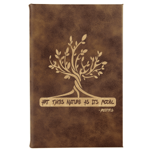5 1/4" x 8 1/4" Rustic/Gold Laserable Leatherette Sketch Book with Unlined  Notepad
