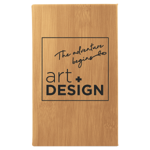 5 1/4" x 8 1/4" Bamboo Laserable Leatherette Sketch Book with Unlined Notepad
