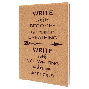 7" x 9 3/4" Cork Laserable Leatherette Journal with Lined Notepad