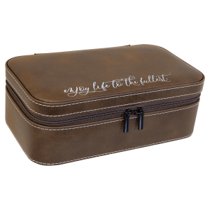 7 1/2" X 4 1/2" Rustic/Silver Laserable Leatherette Jewelry Box