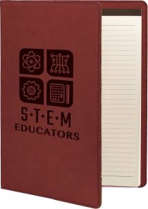 9 1/2" x 12" Rose Laserable Leatherette Portfolio with Notepad
