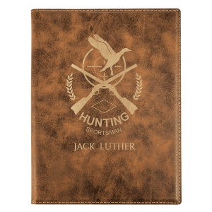 7" x 9" Rustic/Gold Laserable Leatherette Small Portfolio with Notepad