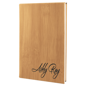 5 1/4" x 8 1/4" Bamboo Laserable Leatherette Journal with Lined Notepad