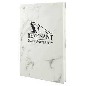 5 1/4" x 8 1/4" White Marble Laserable Leatherette Journal with Lined Notepad