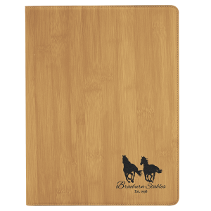 9 1/2" x 12" Bamboo Laserable Leatherette Portfolio with Notepad
