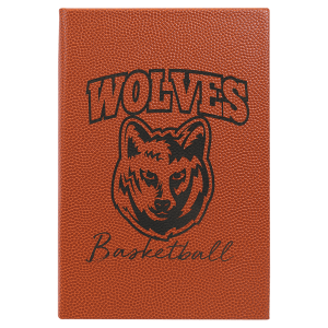 5 1/4" x 8 1/4" Basketball Laserable Leatherette Journal with Lined Notepad