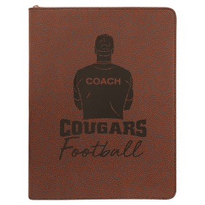 9 1/2" x 12" Football w/ Zipper Laserable Leatherette Portfolio with Notepad
