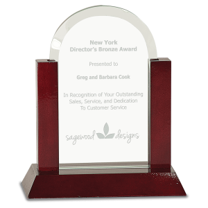 7" Gateway Jade Dome Glass Award with Rosewood Finish Base