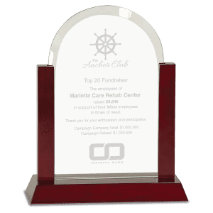 9" Gateway Jade Dome Glass Award with Rosewood Finish Base