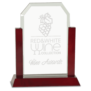 9" Gateway Jade Clip Corner Glass Award with Rosewood Finish Base