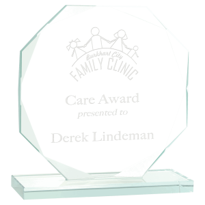 6 1/2" Octagon Jade Glass Award