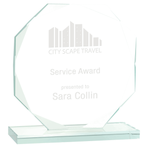 7 1/2" Octagon Jade Glass Award