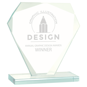 7" Cut Diamond Jade Glass Award