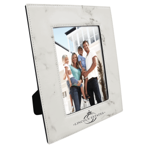 5" x 7" White Marble Laserable Leatherette Photo Frame