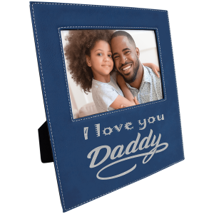 5" x 7" Blue/Silver Leatherette Photo Frame with 4 1/2" x 9 Engraving Area