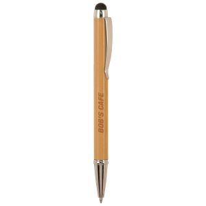 Bamboo with Silver Trim Laserable Pen with Stylus