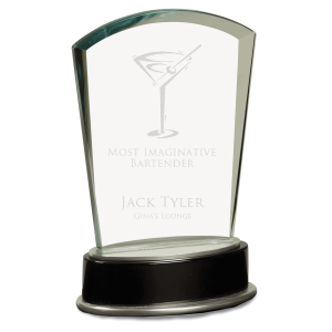 6 3/4" Jade Fan Metro Glass with Silver and Black Piano Finish Base
