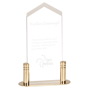 Small Clear Frosted Arrow Acrylic with Brass Base