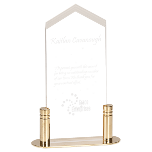 Large Clear Frosted Arrow Acrylic with Brass Base