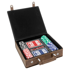 Rustic/Gold Laserable Leatherette 100 Chip Poker Set
