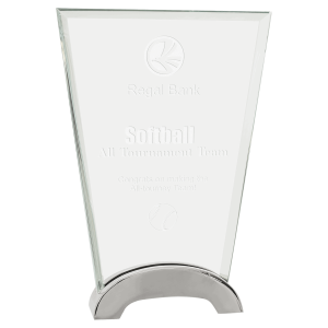 7 1/2" Fan Platinum Glass with Arch Metal Base
