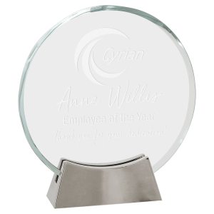 6 1/4" Round Platinum Glass with Full Metal Base