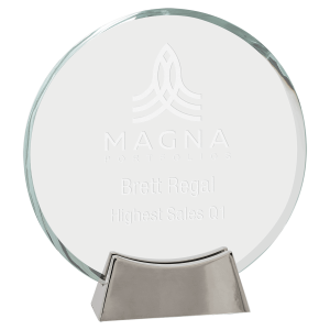 7 1/4" Round Platinum Glass with Full Metal Base