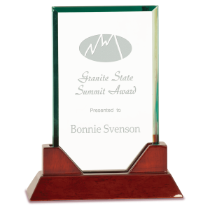 8 3/4" Rectangle Prestige Glass with Rosewood Piano Finish Base