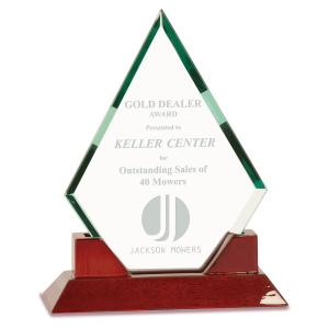 8 1/2" Jade Diamond Prestige Glass with Rosewood Piano Finish Base