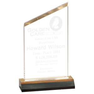 5" x 10" Gold Reflection Beveled Peak Acrylic with 6" Gold Mirror Base