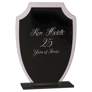 6 1/2" Black Shield Reflection Glass Award