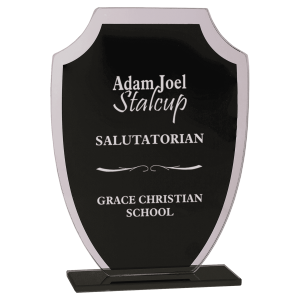 7 1/4" Black Shield Reflection Glass Award
